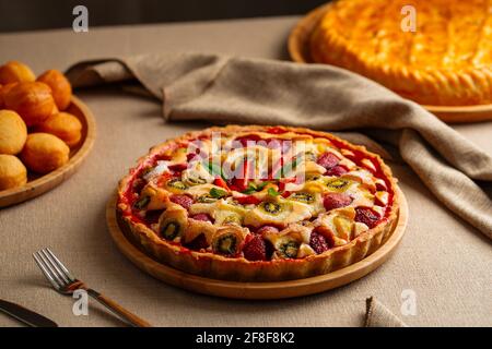Sweet fruit tart pie on the table Stock Photo