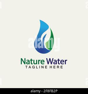 Nature Water logo vector icon illustration design template.Ecology logo.Water Drop Leaf Logo.Water Drop Design Template vector illustration Stock Vector