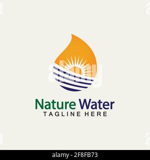 Nature Water logo vector icon illustration design template.Ecology logo.Water Drop Leaf Logo.Water Drop Design Template vector illustration Stock Vector