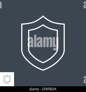 Shield related vector thin line icon. Stock Vector