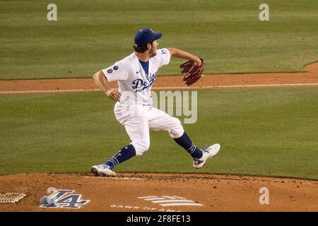during a MLB game, Tuesday, April 13, 2021, in Los Angeles, CA. The Dodgers defeated the Rockies 7-0. (Jon Endow/Image of Sport) Stock Photo