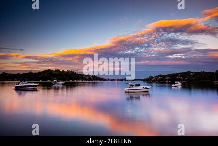 Sunset Scape along Georges River in Como Stock Photo