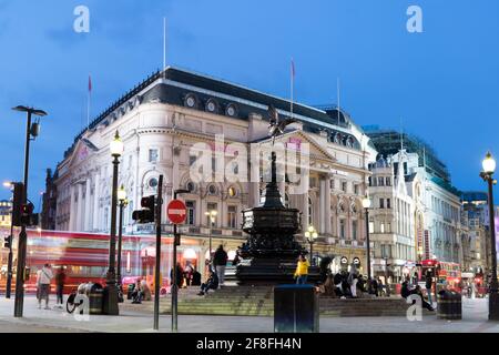 London night traffic around Piccadilly circus, west end, city centre, London Stock Photo