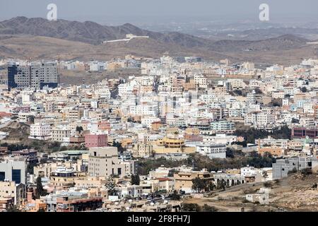 Abha, Saudi Arabia, February 24 2020: City of Abha in the southeast of Saudi Arabia is located on a high plateau directly on the edge of a valley Stock Photo