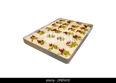 Gullac in metal tray on isolated white background Stock Photo