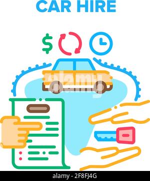 Car Hire Service Vector Concept Color Illustration Stock Vector