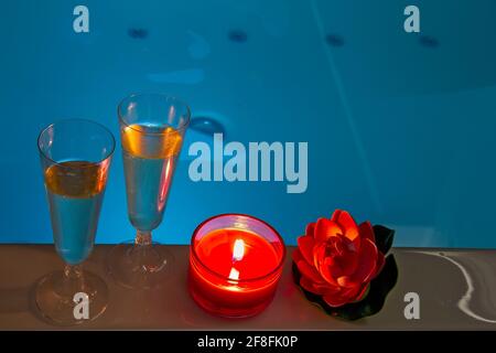 Romantic night in bath tub Stock Photo