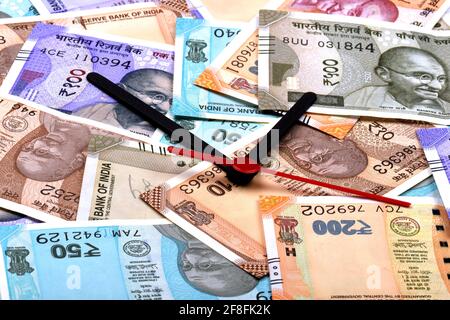 Time Is Money Time And Money Concept Indian Currency Rupee Indian Rupee Indian Money Business Finance Investment Saving And Corruption Concept Stock Photo Alamy