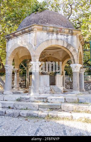 The Eleftherias square and ancient Agora in Kos Island. Kos Island is a popular tourist destination in Greece.  Stock Photo