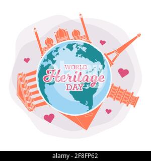 World Heritage Day poster, vector banner Stock Vector