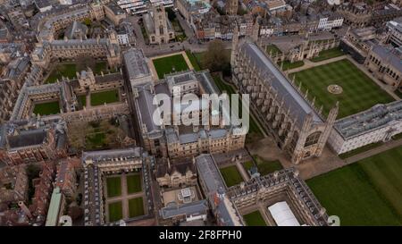 Aerial View Landscape of the Famous Cambridge University, King's College, United Kingdom