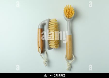 Two eco friendly brushes on white background Stock Photo