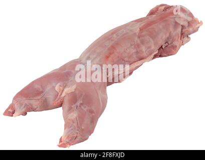 Rabbit carcass isolated on white. Rabbit meat. Stock Photo