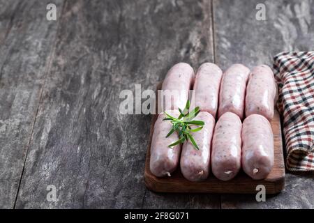 Pork  sausages isolated on white background Stock Photo