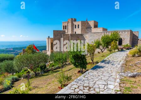 Inner courtyard of Kruja castle in Albania Stock Photo