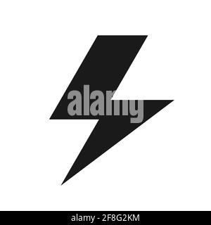 The black lightning shape is isolated on a white background. Flat vector illustration. The concept is the elements of nature. Stock Vector