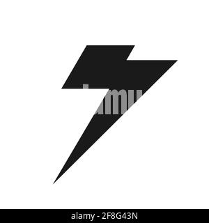 The black lightning silhouette is isolated on a white background. The concept is the elements of nature. Stock Vector