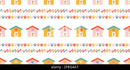 Seamless pattern with puppies. Pets digital paper. Pattern for children's textiles and clothing. DOGS LABRADOR FIGURE. Vector illustration. Stock Vector