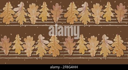 Seamless autumn pattern. Oak leaves. Cool trend pattern. Textile and fabric design. Vector illustration. Stock Vector