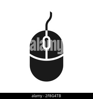 Black silhouette of a computer mouse icon is isolated on a white background. Vector illustration, EPS 10. Stock Vector