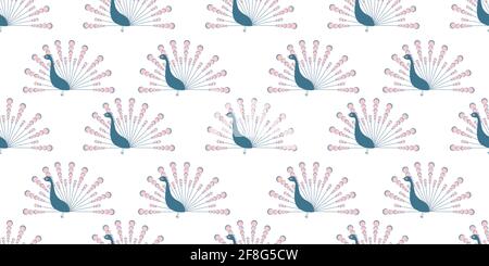 Peacock pattern. PATTERN IN CHINESE STYLE. STYLIZED PEACOCK. Vector illustration. Stock Vector