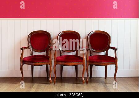 Three Antique wooden Chairs Stock Photo