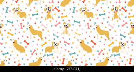 Seamless pattern with puppies. Pets digital paper. Pattern for children's textiles and clothing. DOGS LABRADOR FIGURE. Vector illustration. Stock Vector