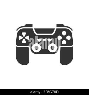 Black icon of the gamepad is isolated on a white background. The concept is video or computer gaming. Stock Vector