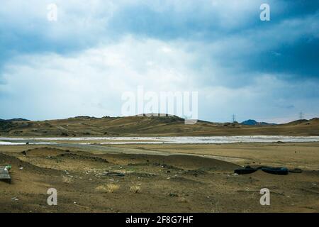 A rainy day at makkah desert, saudi arabia Stock Photo