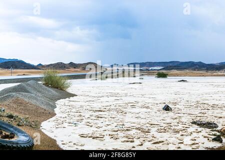 A rainy day at makkah desert, saudi arabia Stock Photo