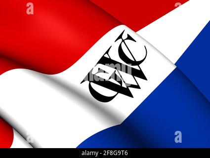 3D Flag of Dutch West India Company. 3D Illustration. Stock Photo