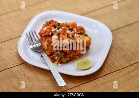 Rava Idli sambar or Idli with Sambar and green, red chutney Popular South indian breakfast Stock Photo