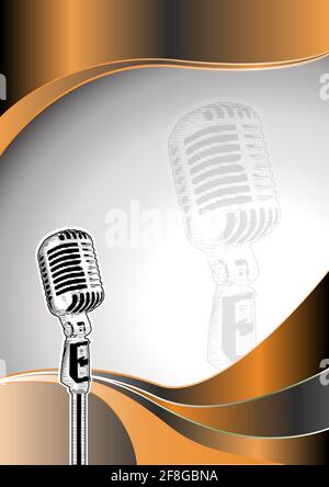 retro microphone poster background Stock Vector