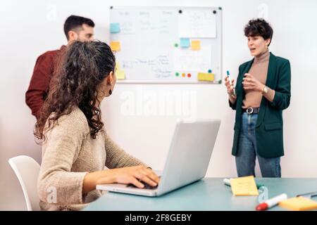 Young entrepreneurs during meeting in 3d printing business. Stock Photo