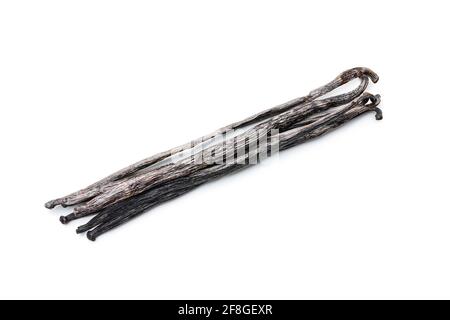 Vanilla pods. Sticks of vanilla isolated on white background. Stock Photo