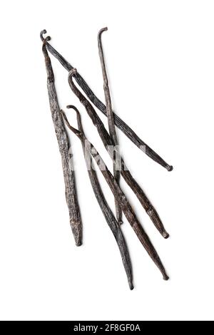 Vanilla pods. Sticks of vanilla isolated on white background. Stock Photo