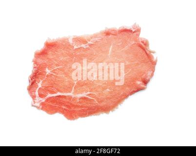 Sliced carpaccio. Raw beef meat isolated on white background. Stock Photo