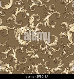 Vintage exquisite floral baroque seamless pattern. Vector illustration. Stock Vector