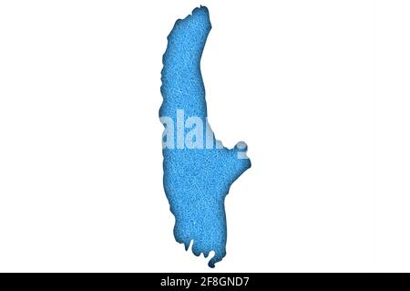 Map Lake Ammer on blue felt Stock Photo