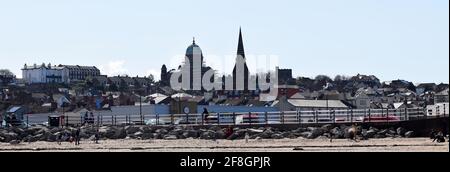 WIRRAL, UNITED KINGDOM - Apr 10, 2021: skyline view of Shrine Church of Ss Peter & Paul and St. Philomena new brighton Stock Photo