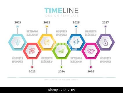 Timeline infographics icons for business data visualization. Stock Vector