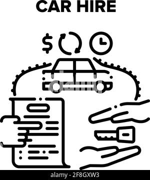 Car Hire Service Vector Black Illustration Stock Vector