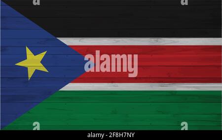 South Sudan national flag created in grunge paint style Stock Vector