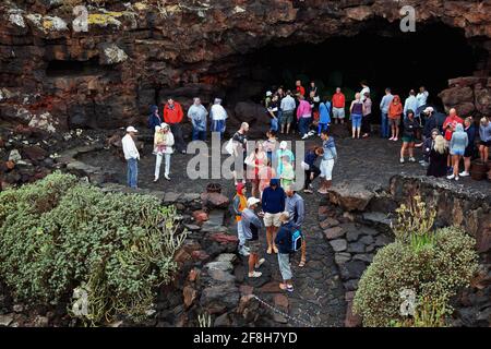 Entrance to the cave Cueva de los Verdes, Lanzarote, Canary islands, canaries, spain Stock Photo
