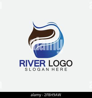 River Logo vector icon illustration design template Stock Vector