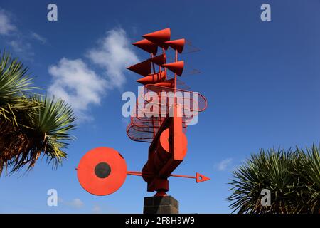Whirligig, Spain wind chime at Punta de Mujeres, Lanzarote, Canary islands, canaries, spain Stock Photo