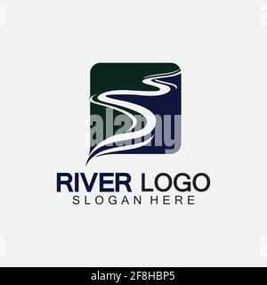 River Logo vector icon illustration design template Stock Vector