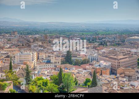 Aerial view of the center of Granada, Spain Stock Photo