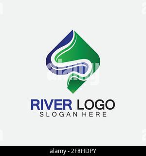 River Logo vector icon illustration design template Stock Vector