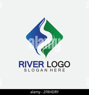River Logo vector icon illustration design template Stock Vector